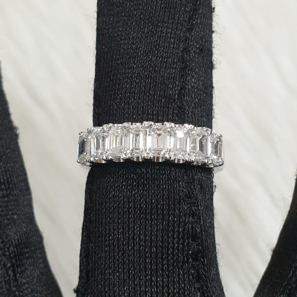 Emerald-Cut Diamond Half Eternity Ring - 14K White Gold