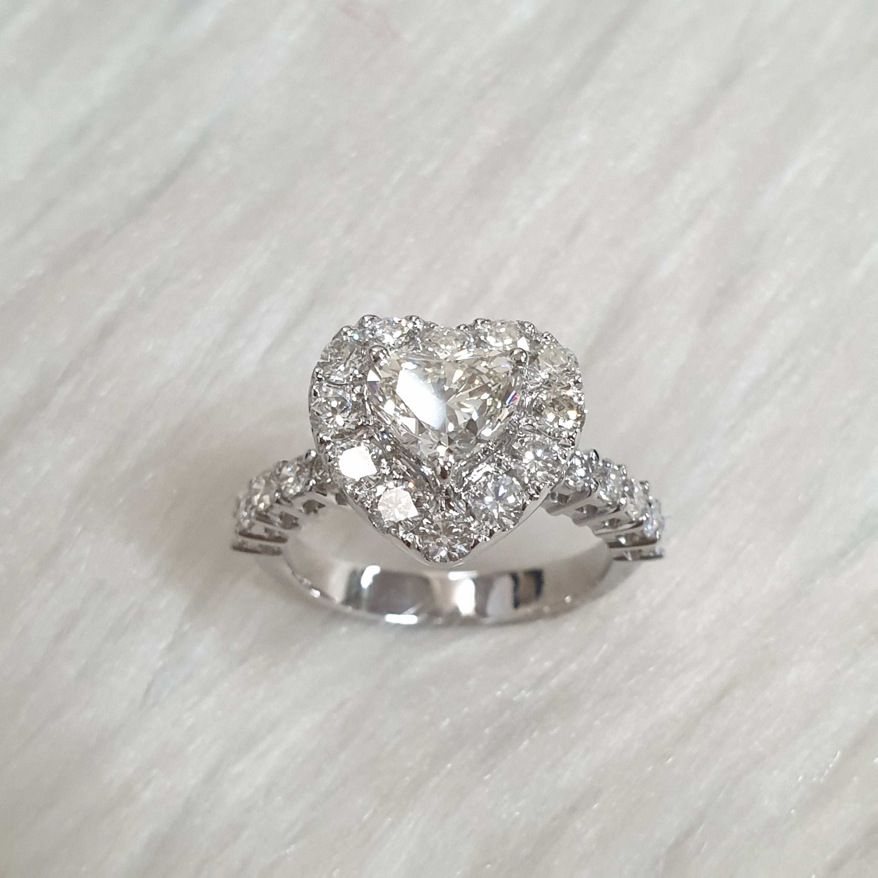 Heart- Cut Diamond Ring - 14K White Gold