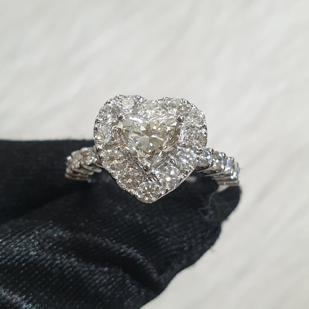 Heart- Cut Diamond Ring - 14K White Gold
