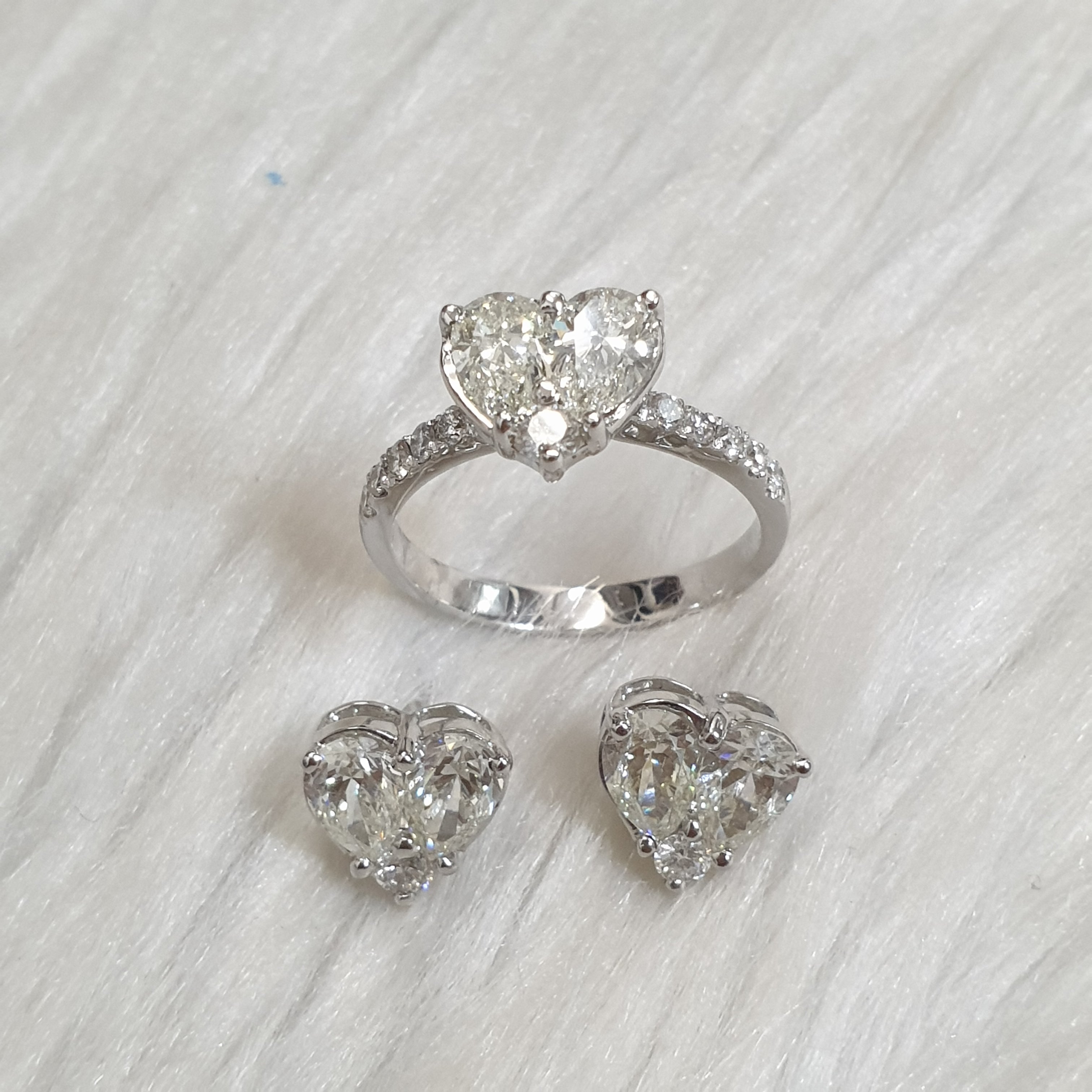 Heart Diamond Terno Set - White Gold (Made to Order)