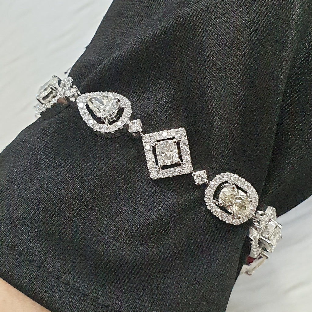 Multi-Shape Diamond Bracelet 14K White Gold