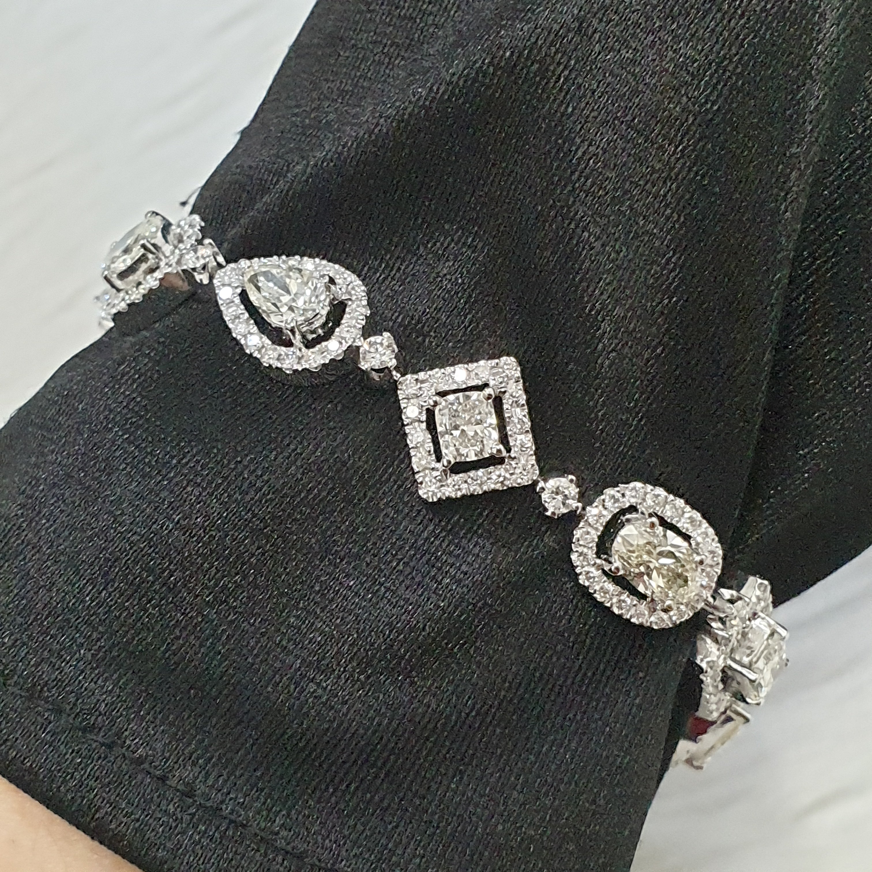 Multi-Shape Diamond Bracelet 14K White Gold