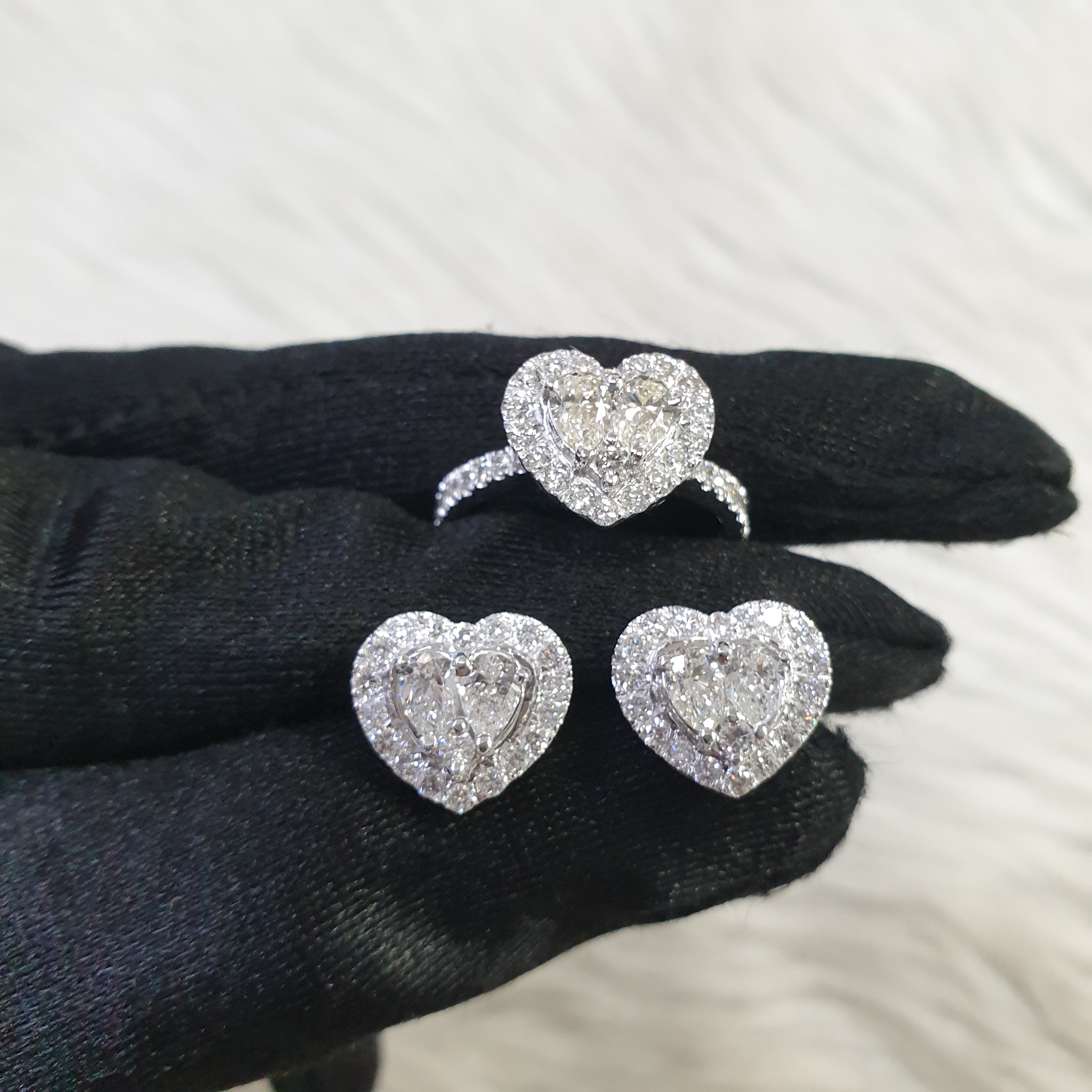 Heart Illusion Terno Set – 14K White Gold (SOLD - INQUIRE FOR MADE TO ORDER)
