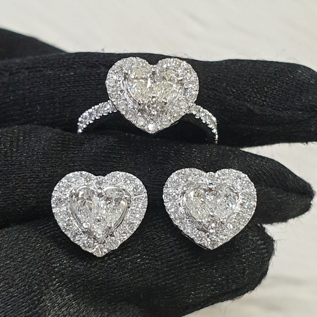 Heart Illusion Terno Set – 14K White Gold (SOLD - INQUIRE FOR MADE TO ORDER)