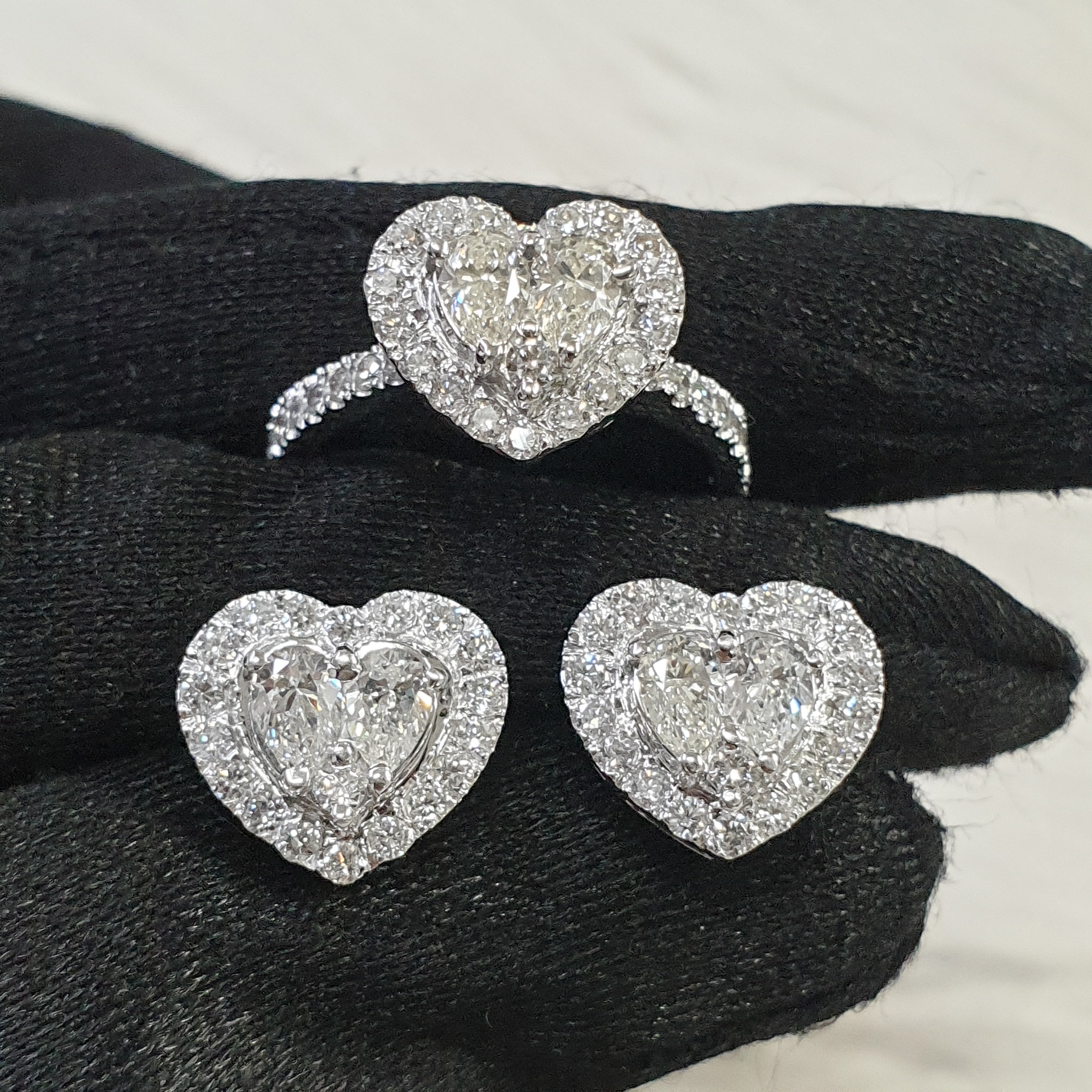 Heart Illusion Terno Set – 14K White Gold (SOLD - INQUIRE FOR MADE TO ORDER)