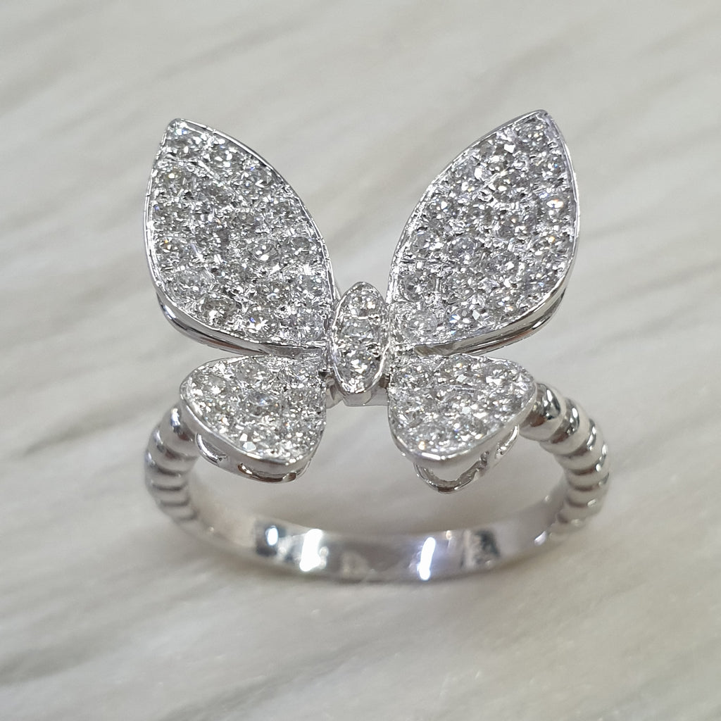 Butterfly Ring - 14K White Gold