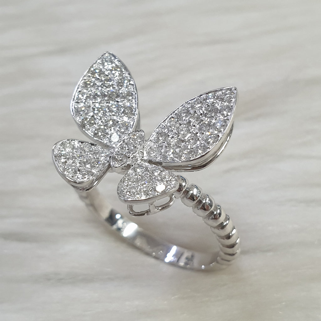 Butterfly Ring - 14K White Gold
