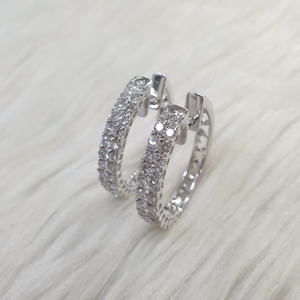 Diamond Hoop Earring - 14K White Gold