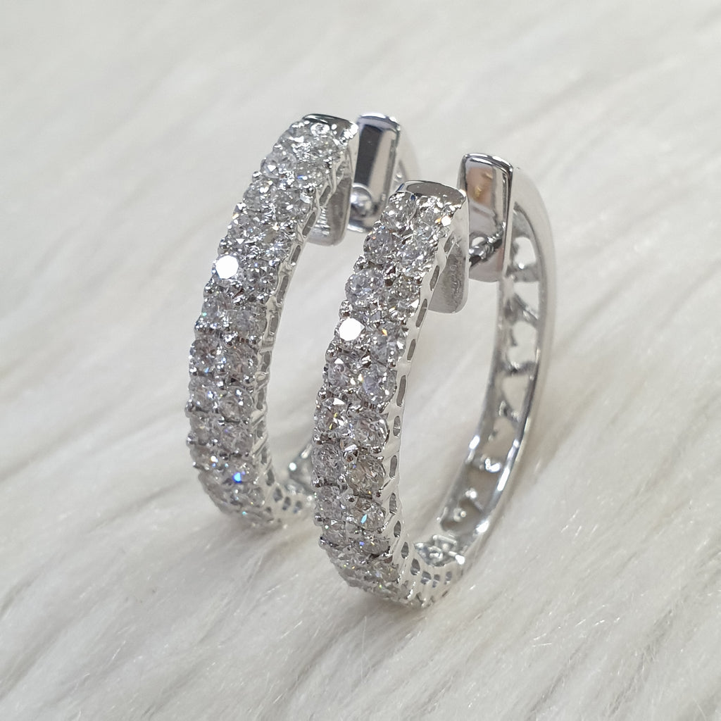Diamond Hoop Earring - 14K White Gold