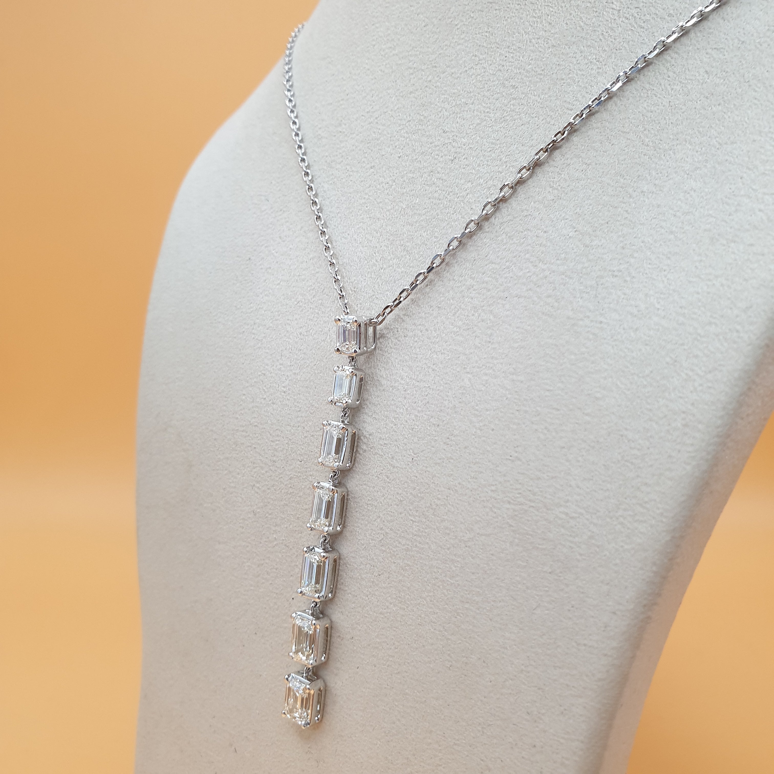 Emerald Dangling Pendant - 14K White Gold (SOLD - INQUIRE FOR MADE TO ORDER)