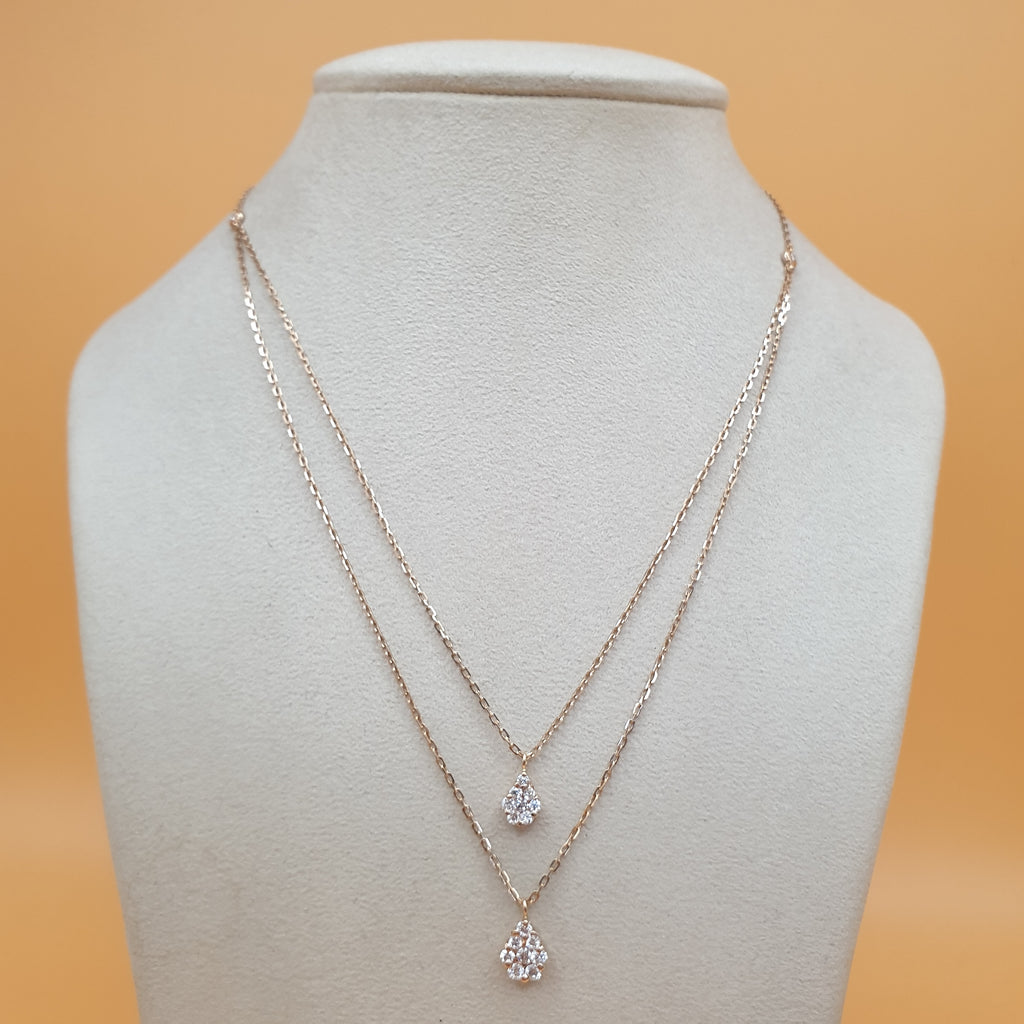 Pear Shape Two Liner Necklace - 18K Rose Gold