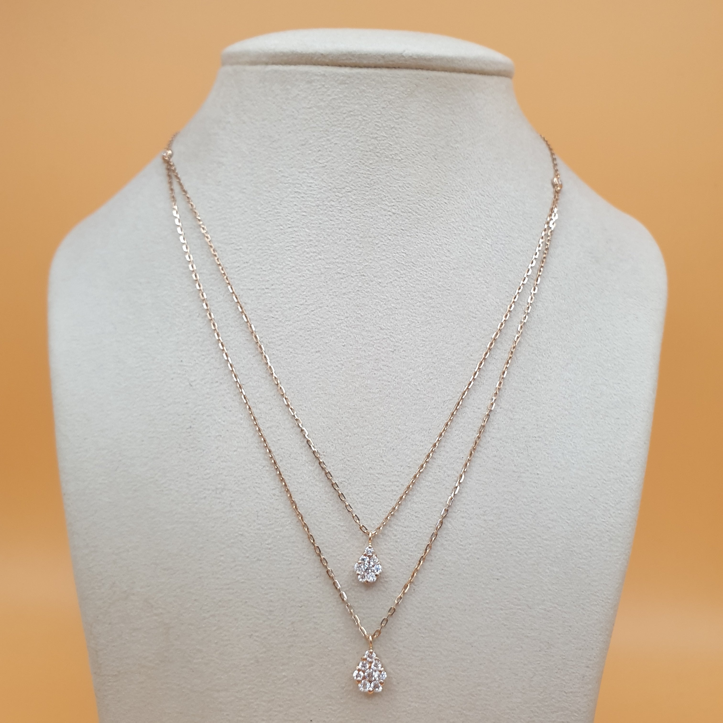 Pear Shape Two Liner Necklace - 18K Rose Gold