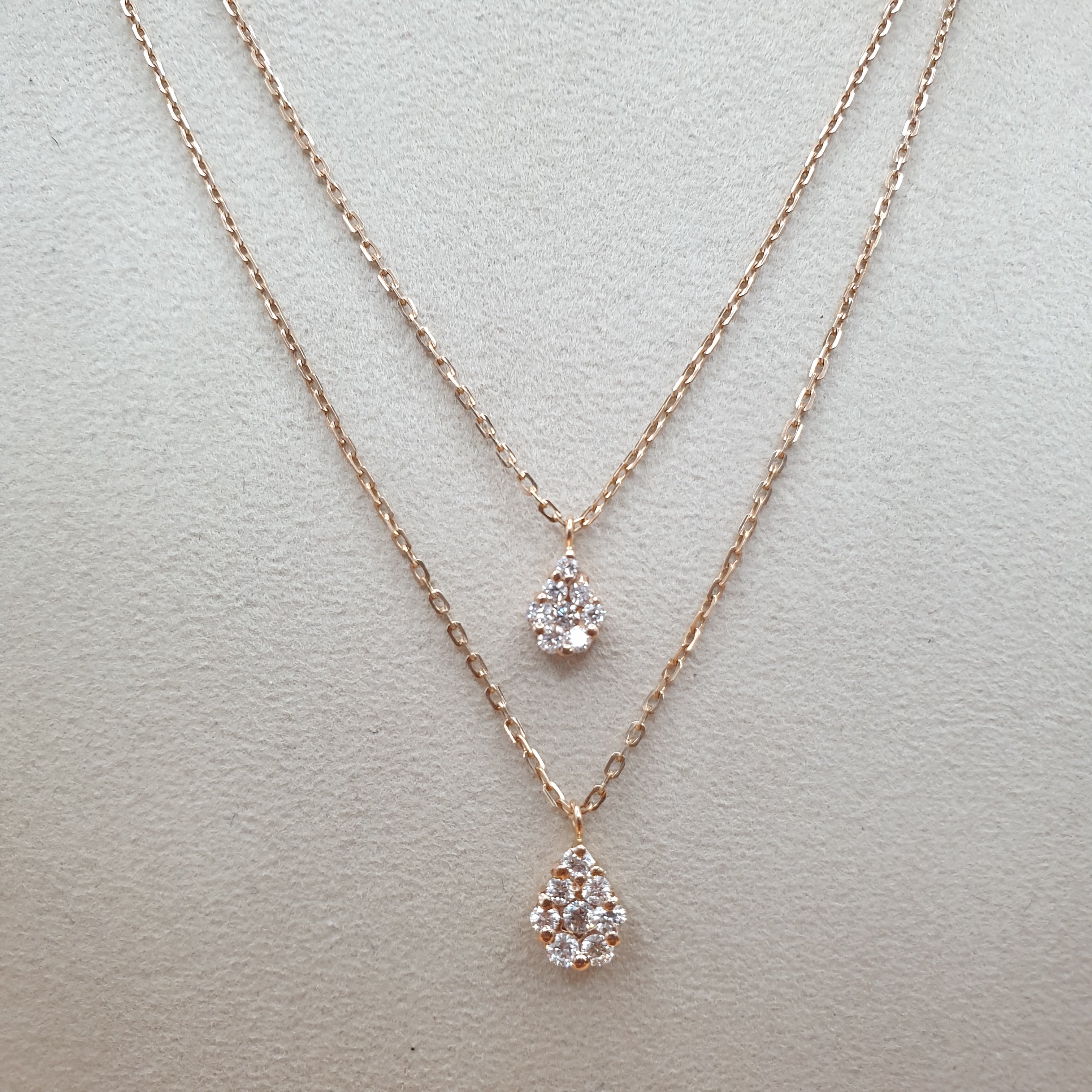 Pear Shape Two Liner Necklace - 18K Rose Gold