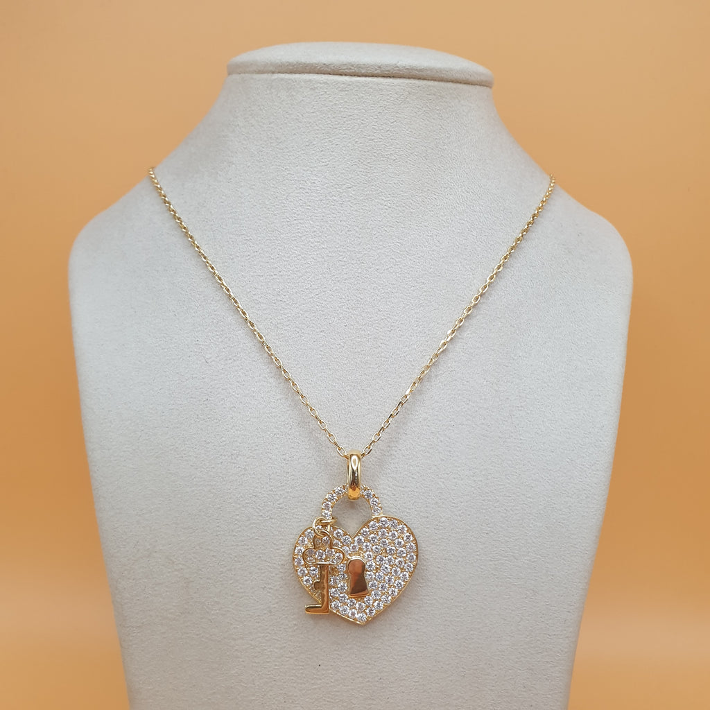 HEART & KEY PENDANT - 14K Yellow Gold