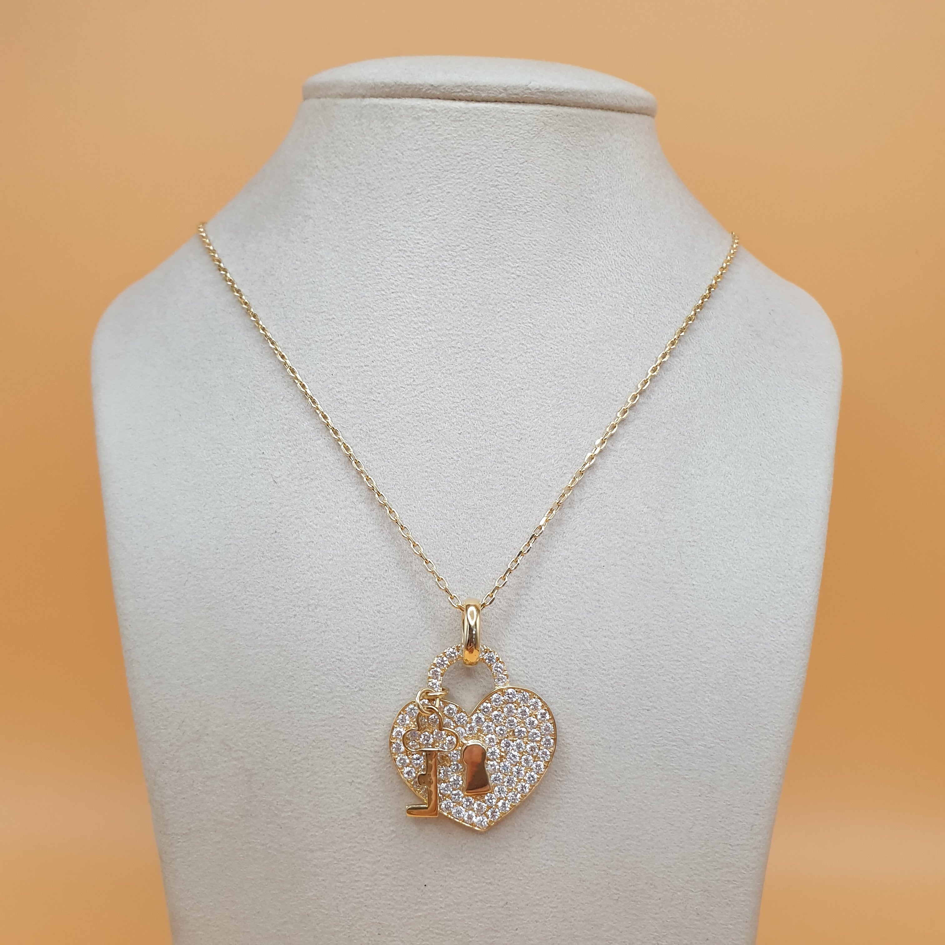 HEART & KEY PENDANT - 14K Yellow Gold