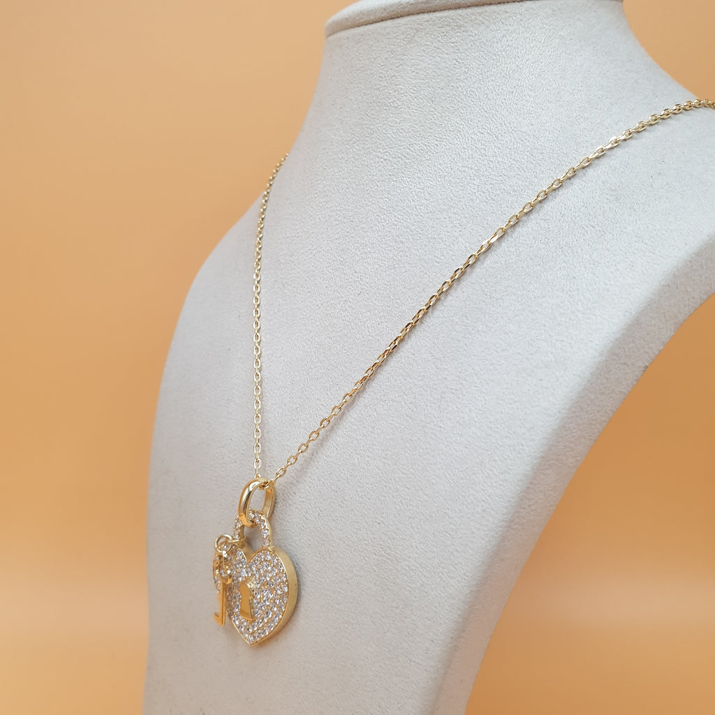 HEART & KEY PENDANT - 14K Yellow Gold