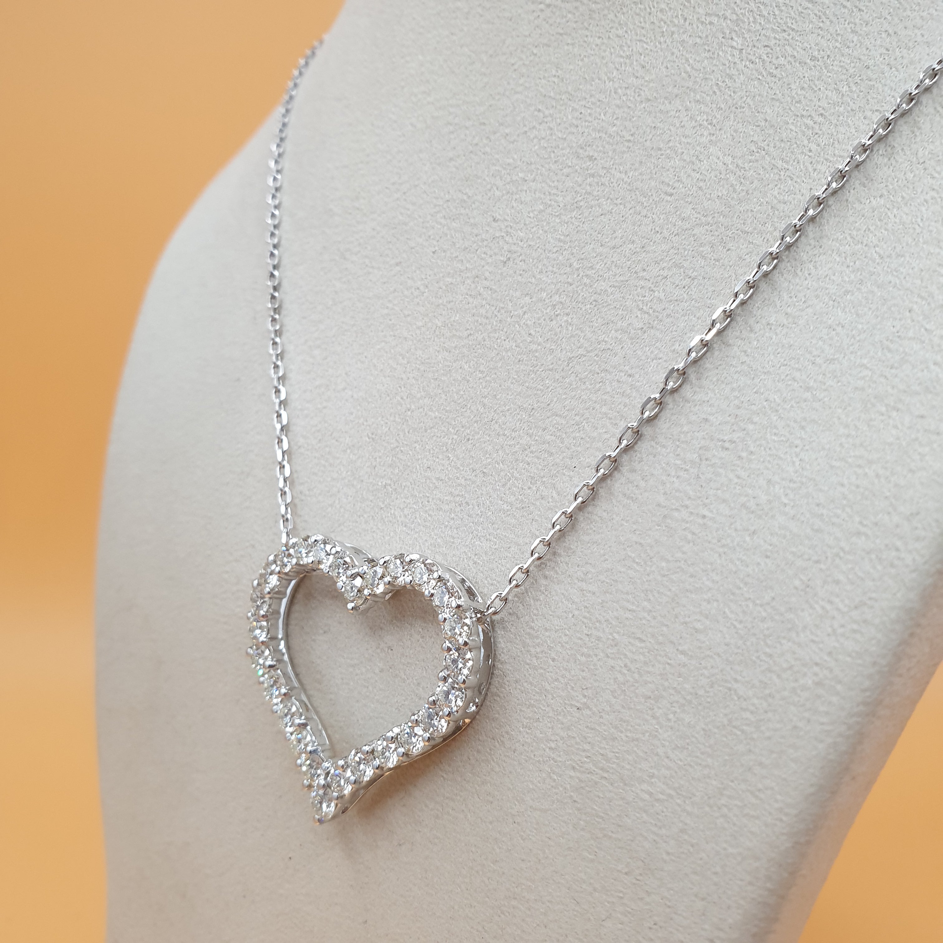 Diamond Heart Pendant - 14K White Gold