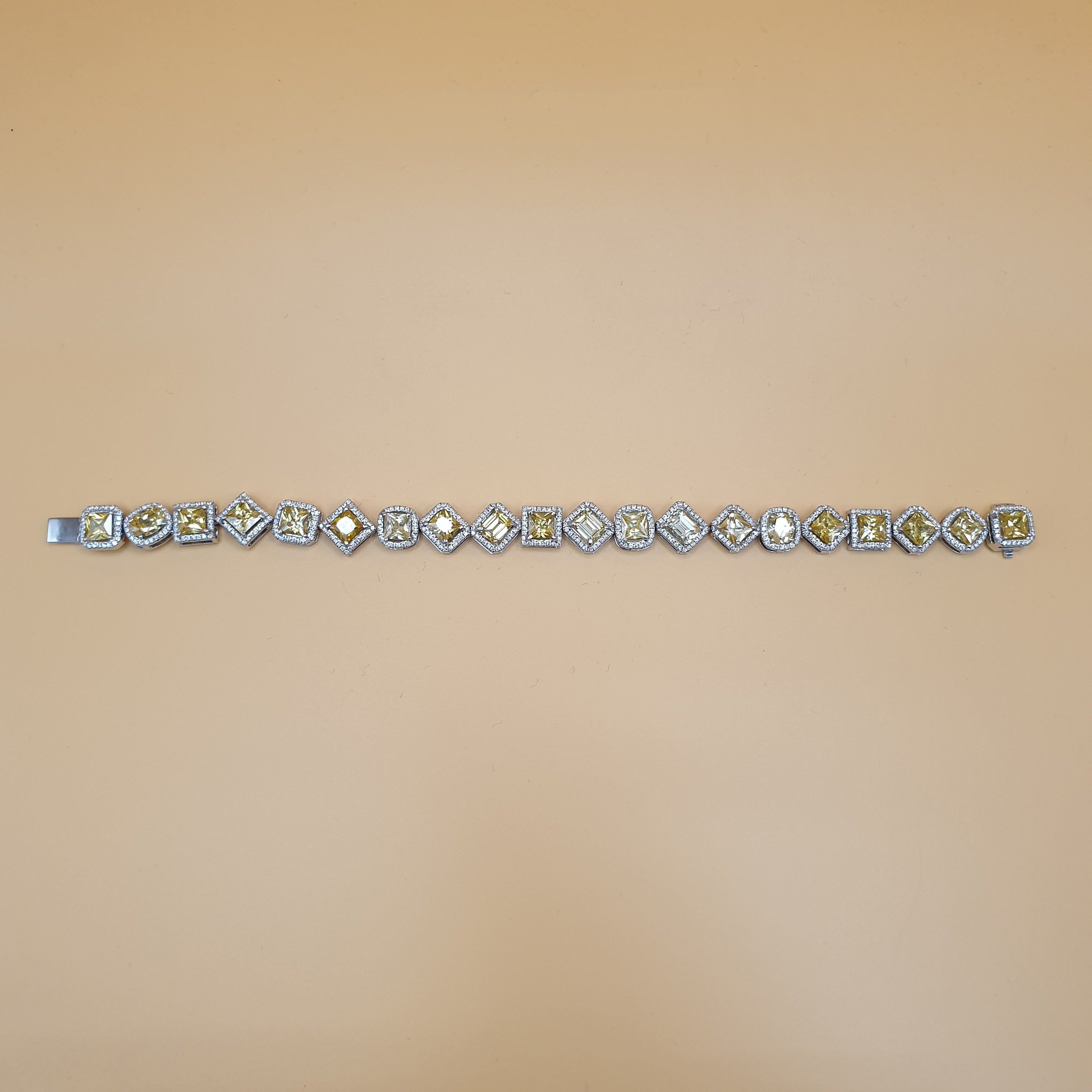 Fancy-cut Citrine Bracelet with Diamonds – 18K White Gold