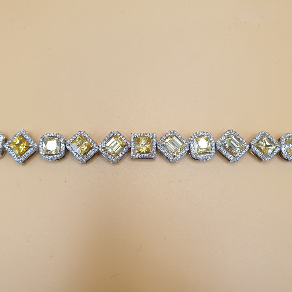 Fancy-cut Citrine Bracelet with Diamonds – 18K White Gold
