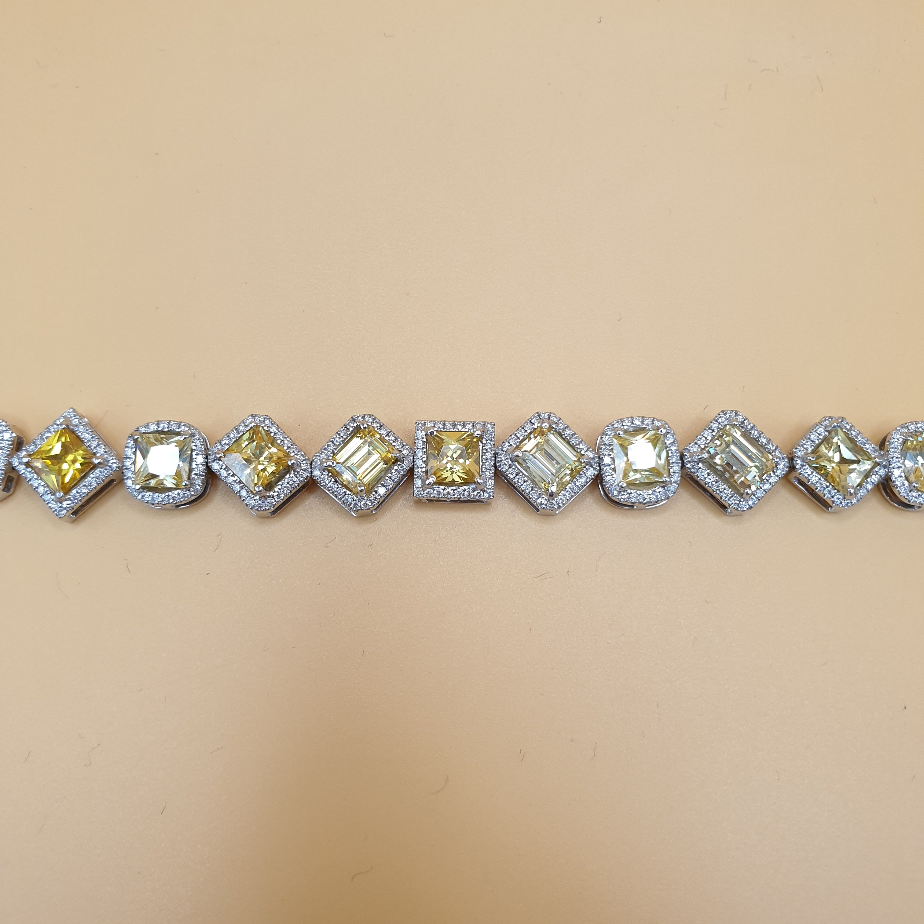 Fancy-cut Citrine Bracelet with Diamonds – 18K White Gold