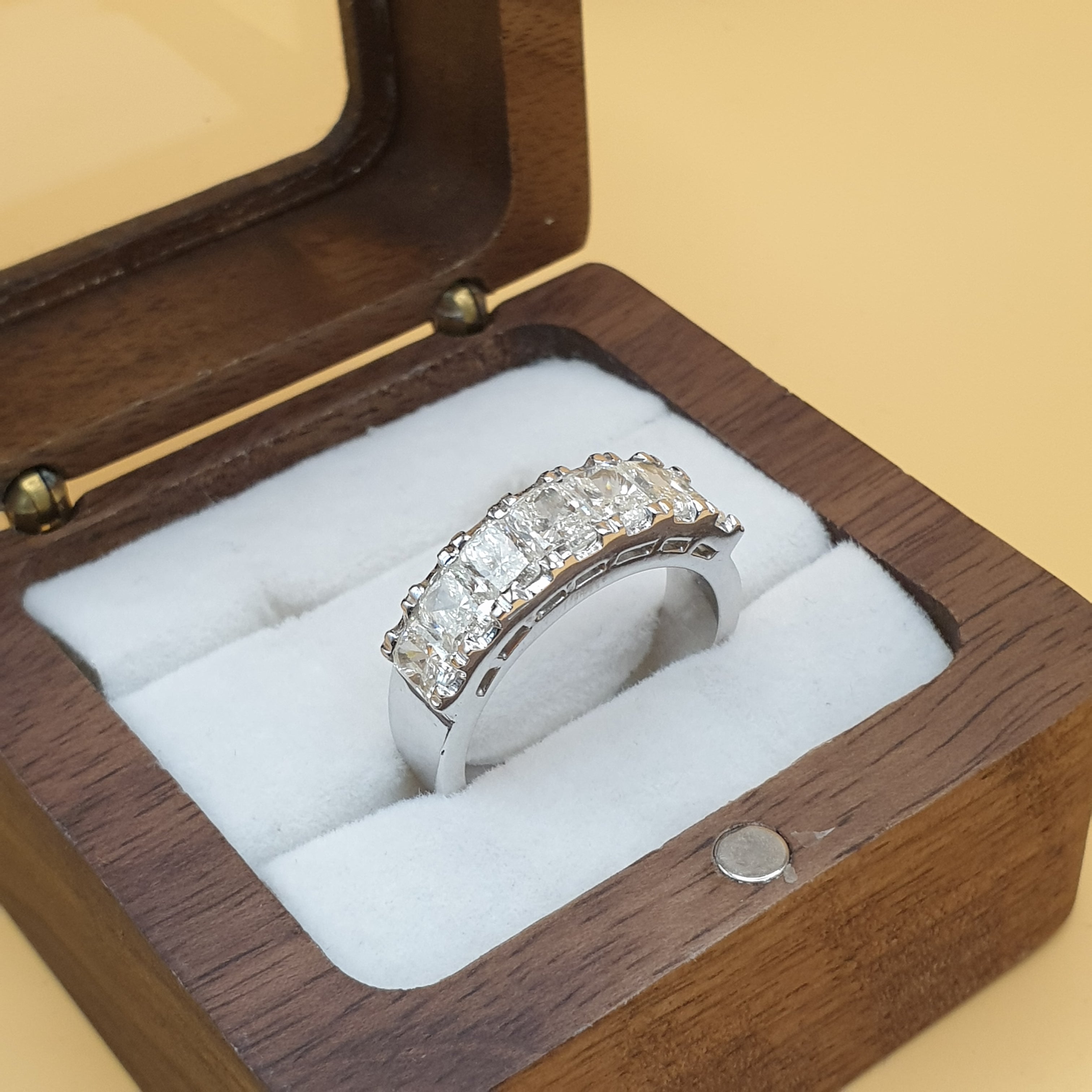 Emerald Creole Ring and Earring Set - 14K White Gold