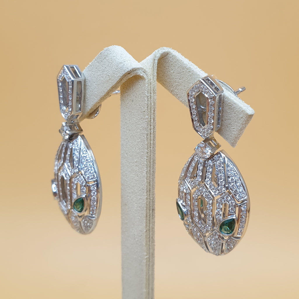Serpentine Earrings – 18K White Gold
