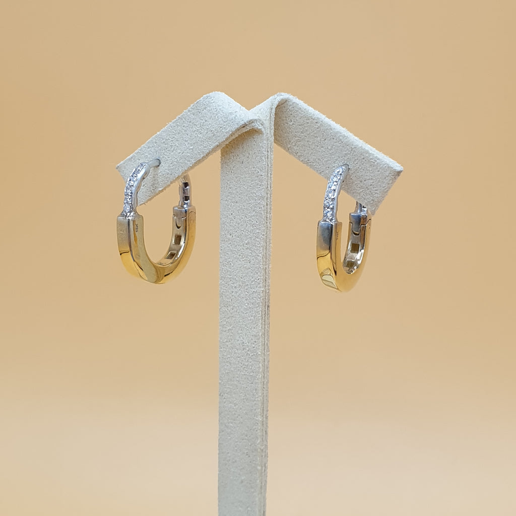 Pair Earrings PadLock - 18K White / Yellow Gold