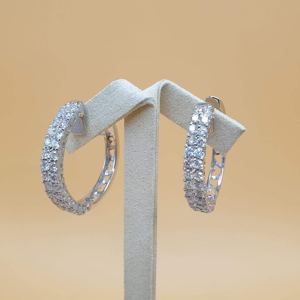 Diamond Hoop Earring - 14K White Gold