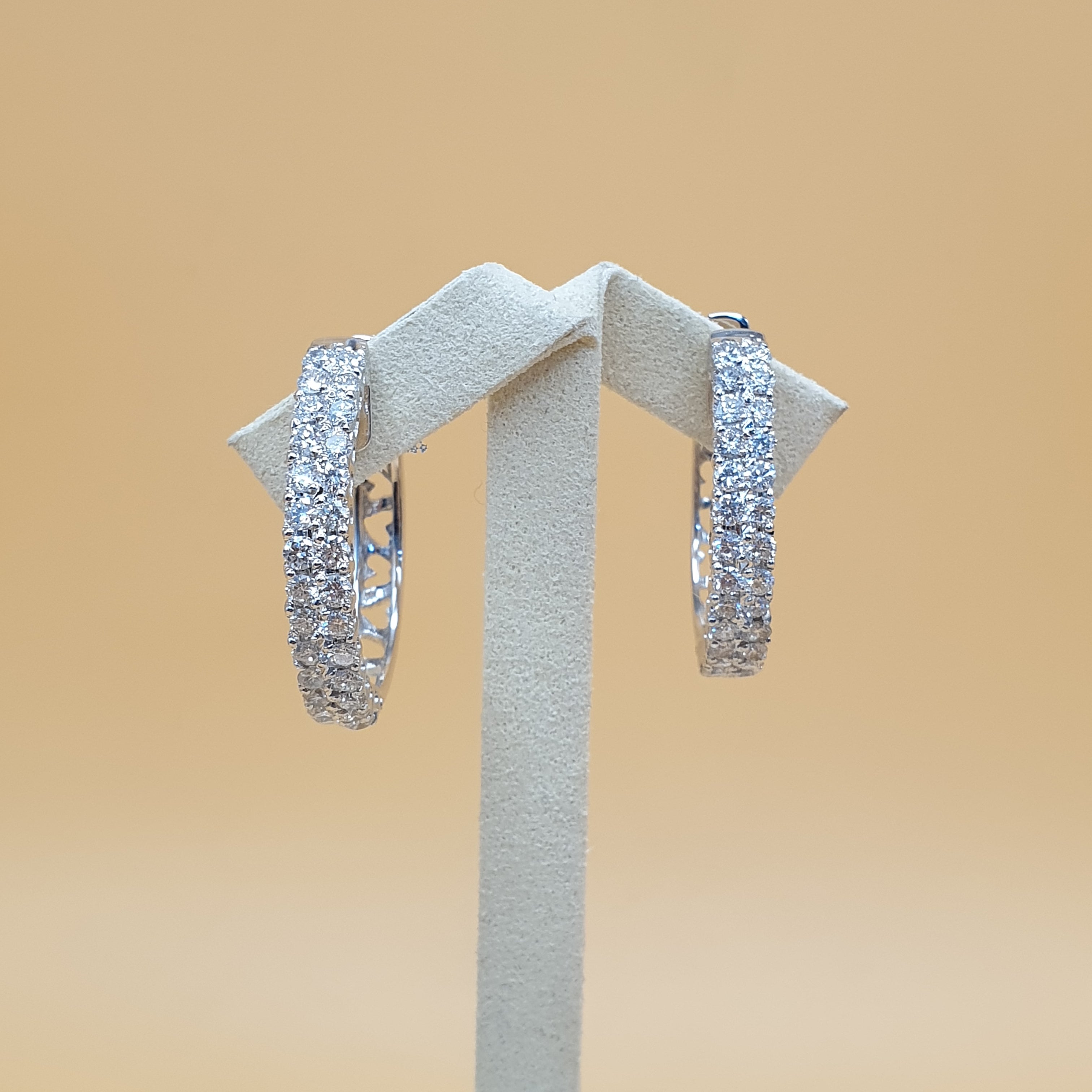 Diamond Hoop Earring - 14K White Gold