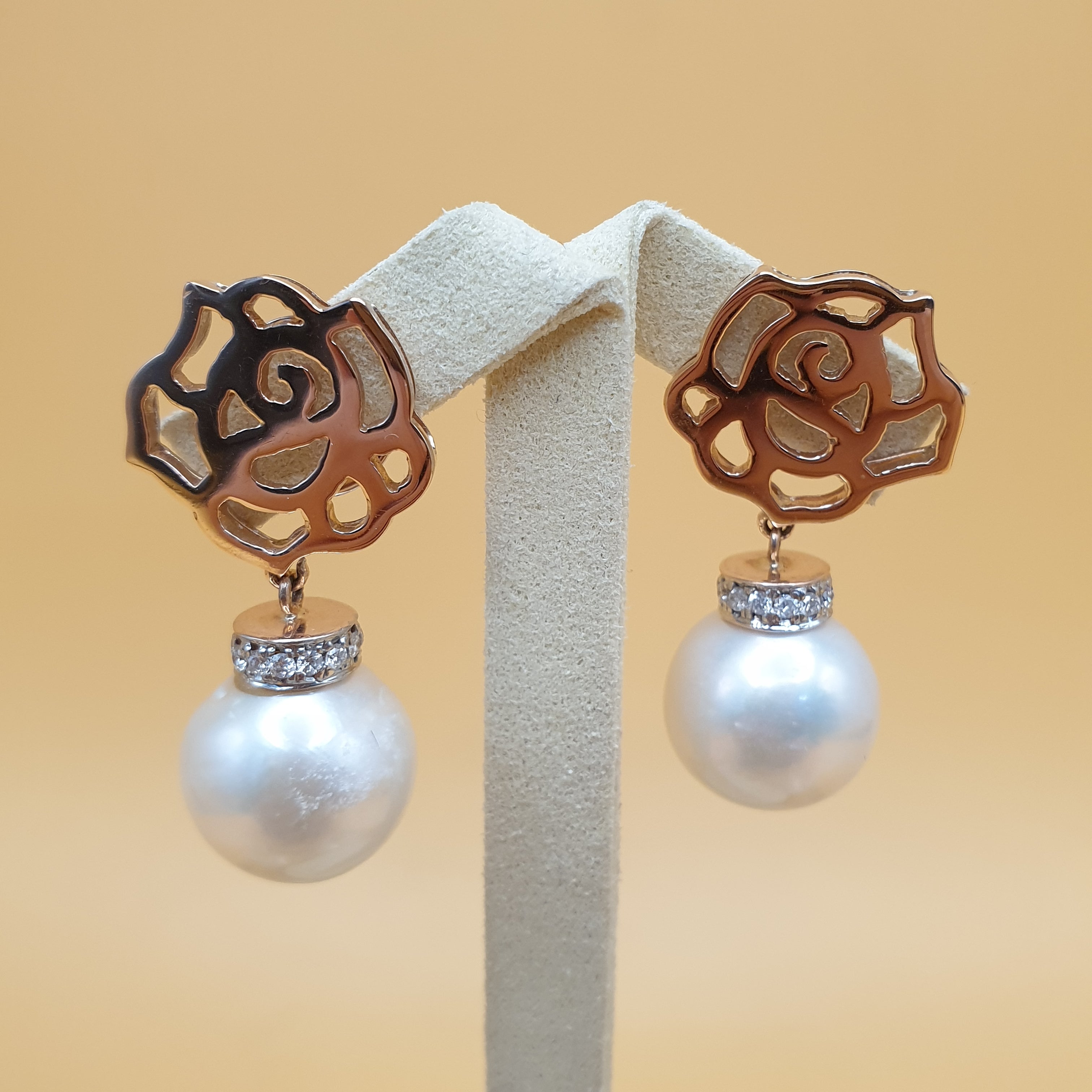 Dangling Pearl Earrings – 14K Rose Gold
