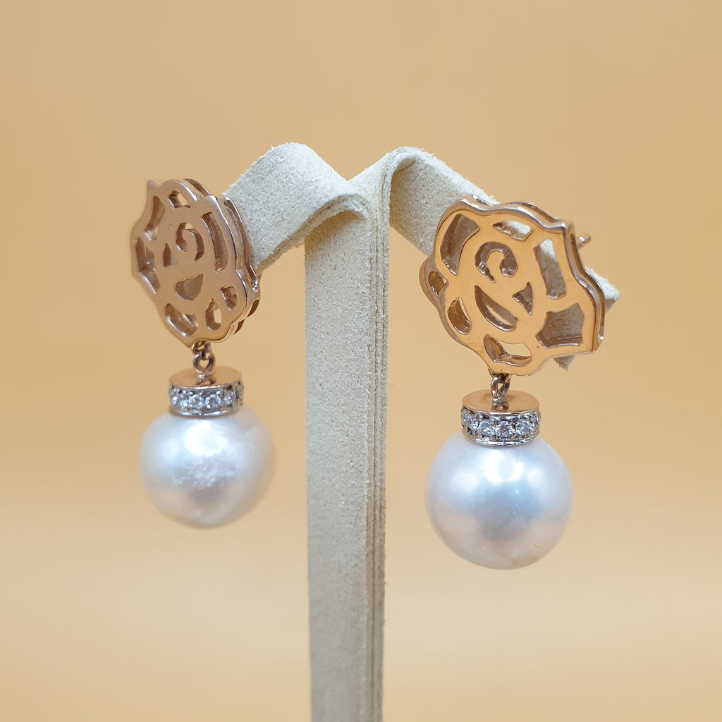 Dangling Pearl Earrings – 14K Rose Gold