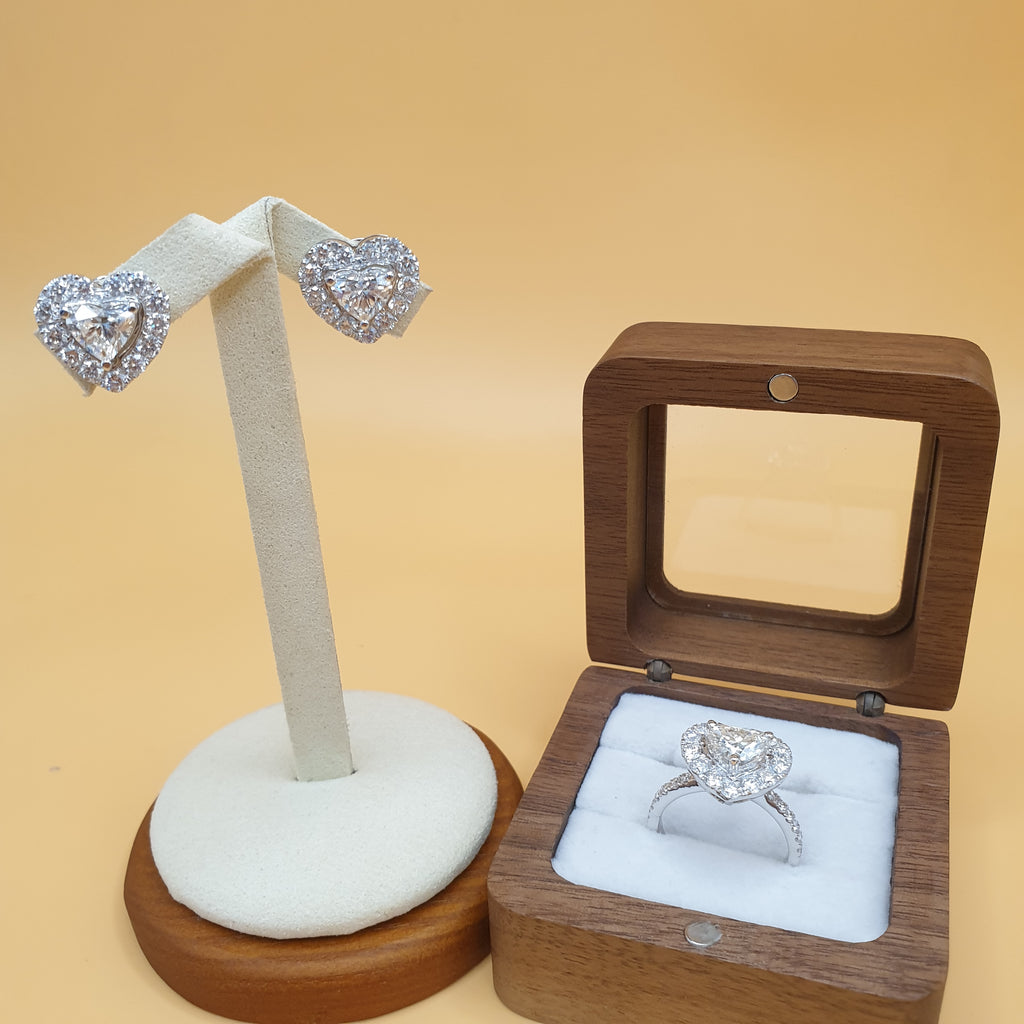 Detachable Heart Diamond Terno Set – 14K White Gold