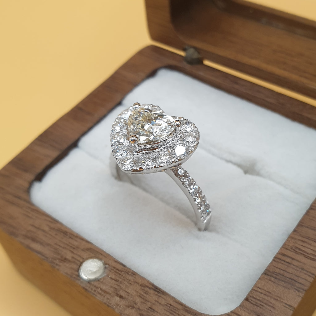 Detachable Heart Diamond Terno Set – 14K White Gold