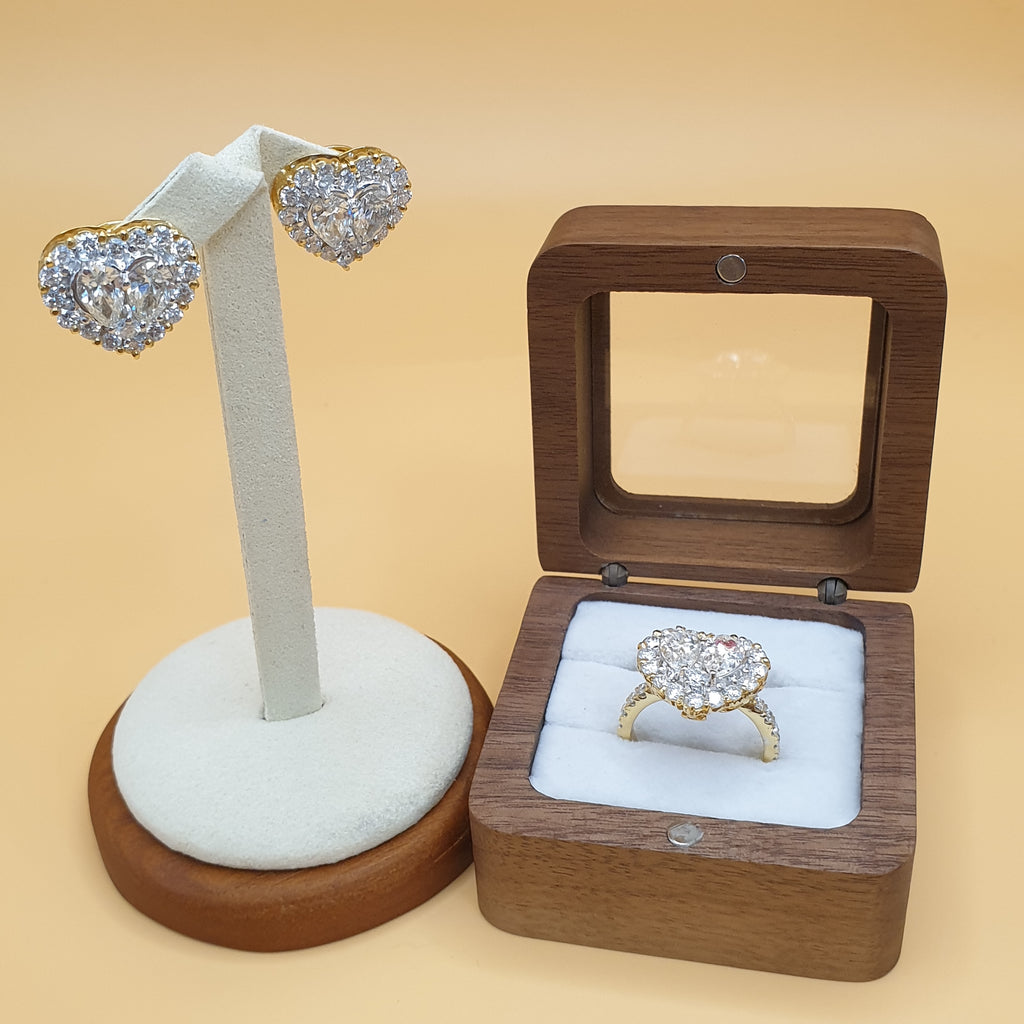 Heart Illusion Diamond Terno Set - 14K Yellow Gold