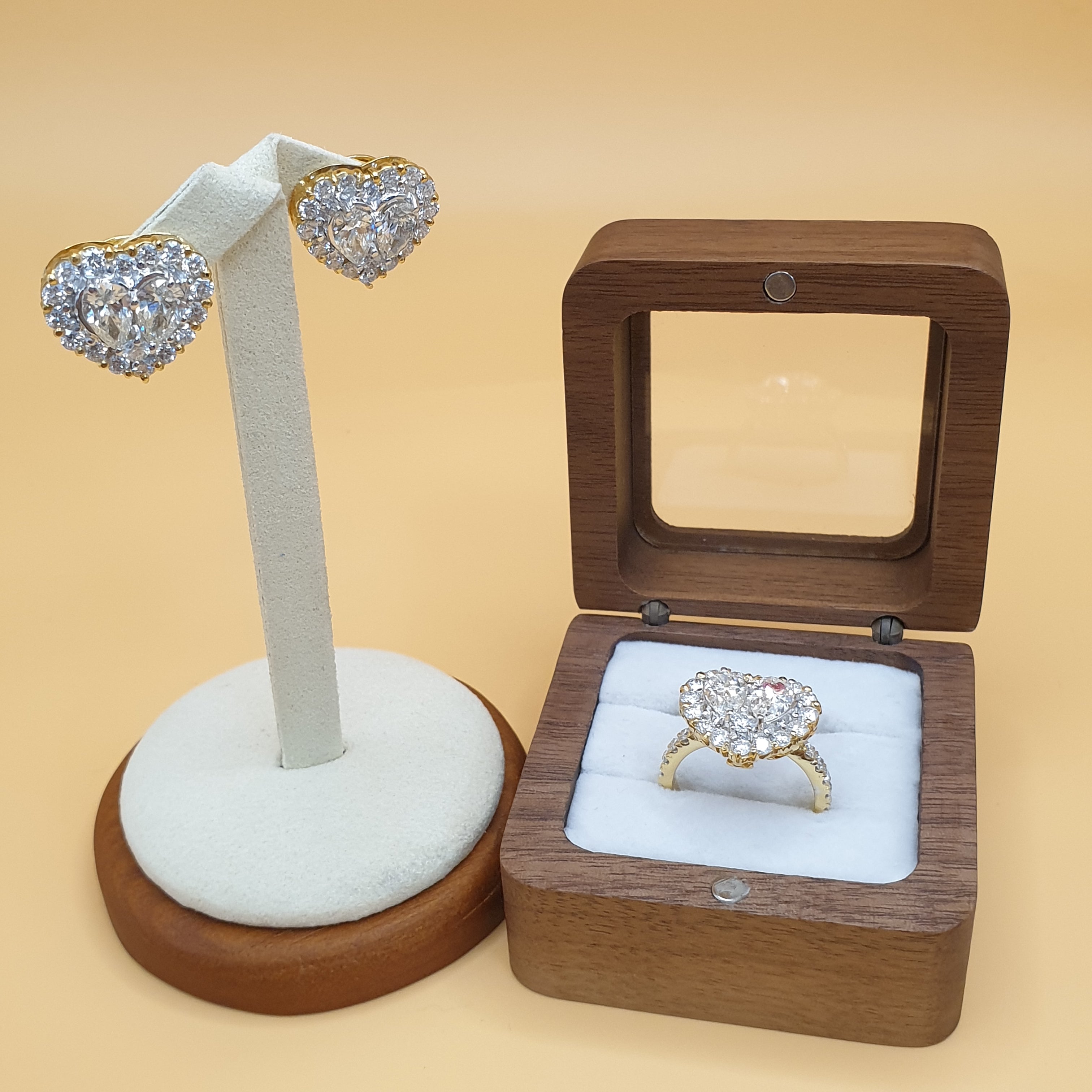 Heart Illusion Diamond Terno Set - 14K Yellow Gold