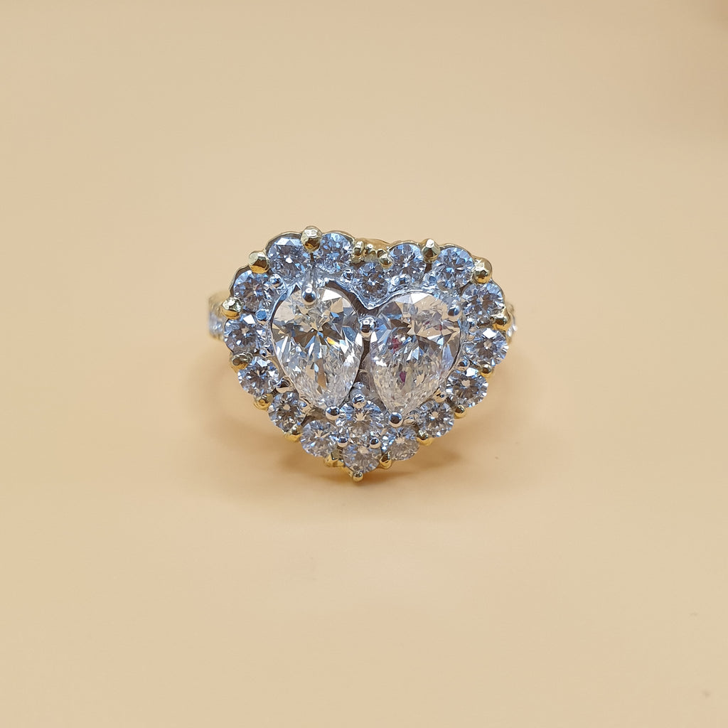 Heart Illusion Diamond Terno Set - 14K Yellow Gold