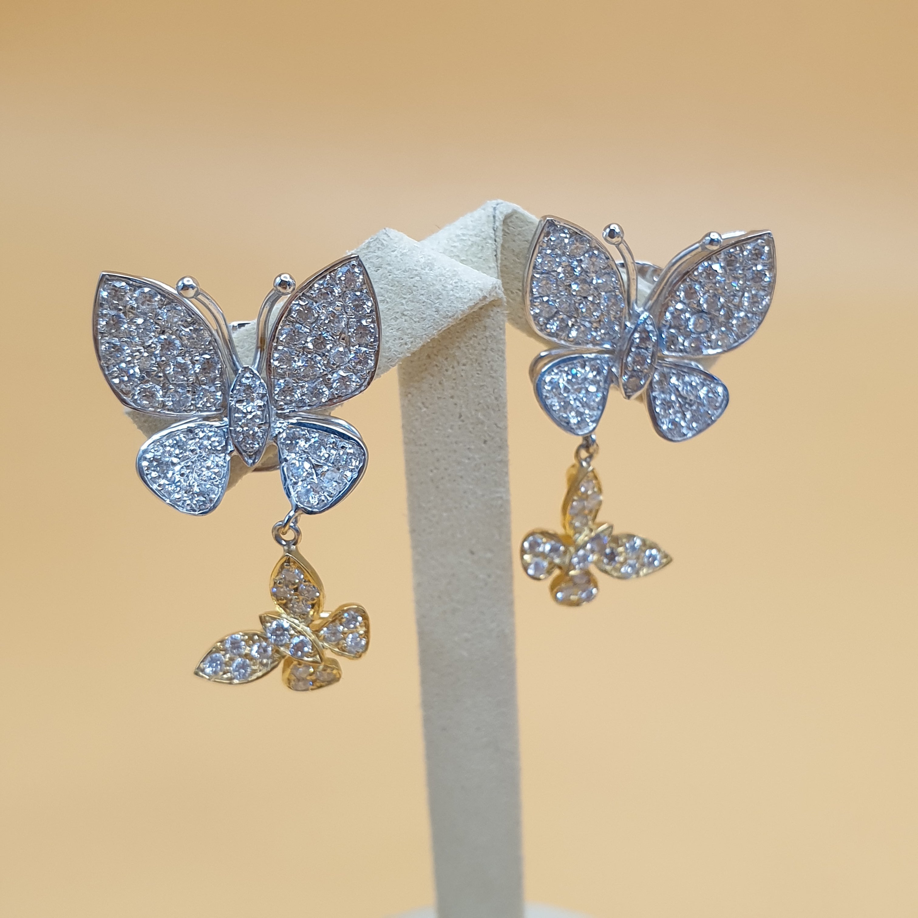 Butterfly Ring and Earring Set – 14K Yellow & White Gold