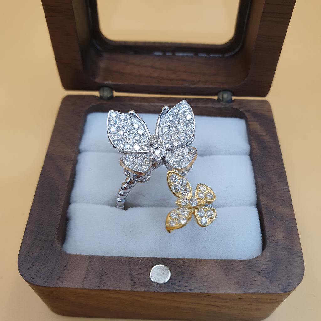 Butterfly Ring and Earring Set – 14K Yellow & White Gold