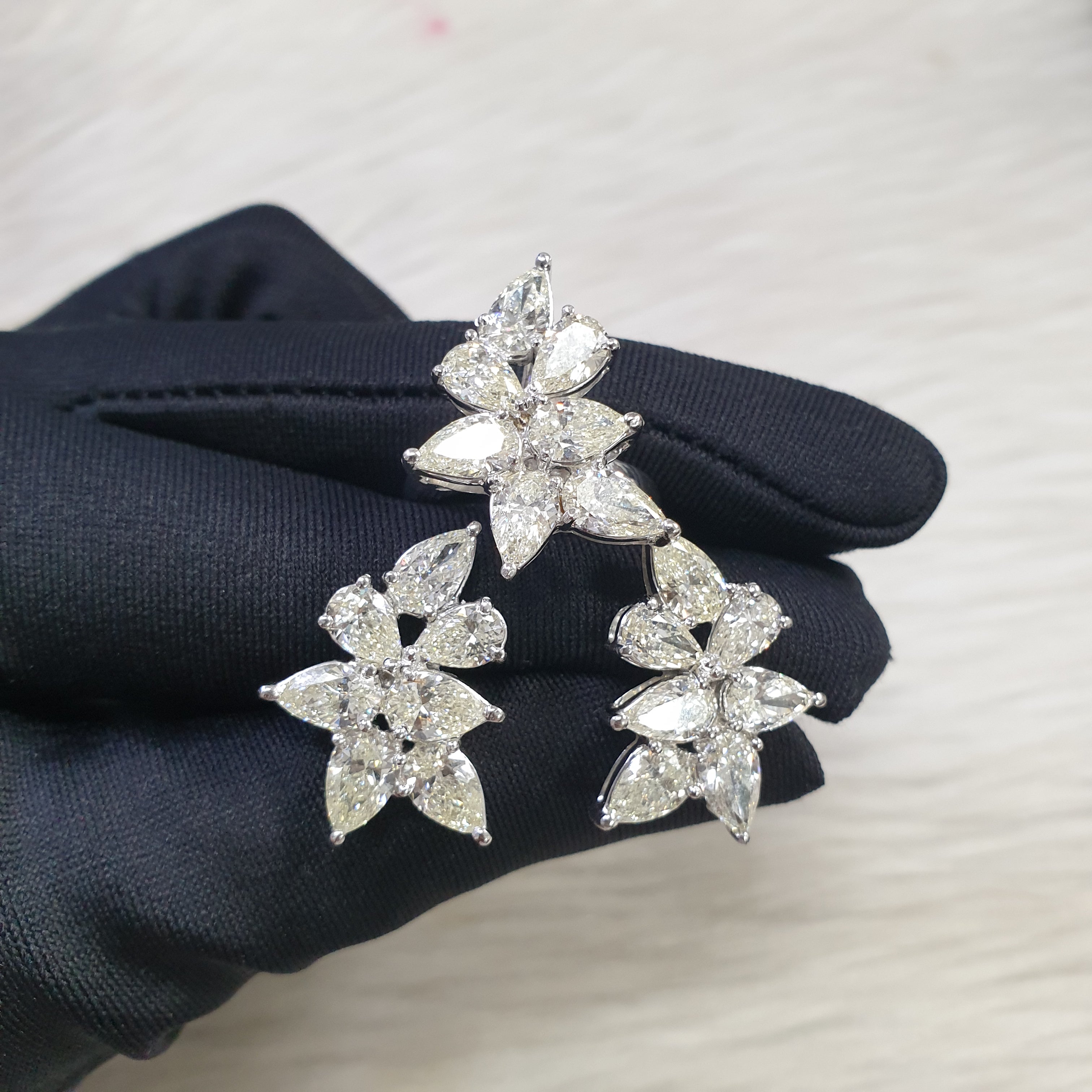 Pear-Shaped Diamond Ring and Earring Set – 14K White Gold (SOLD - INQUIRE FOR MADE TO ORDER)