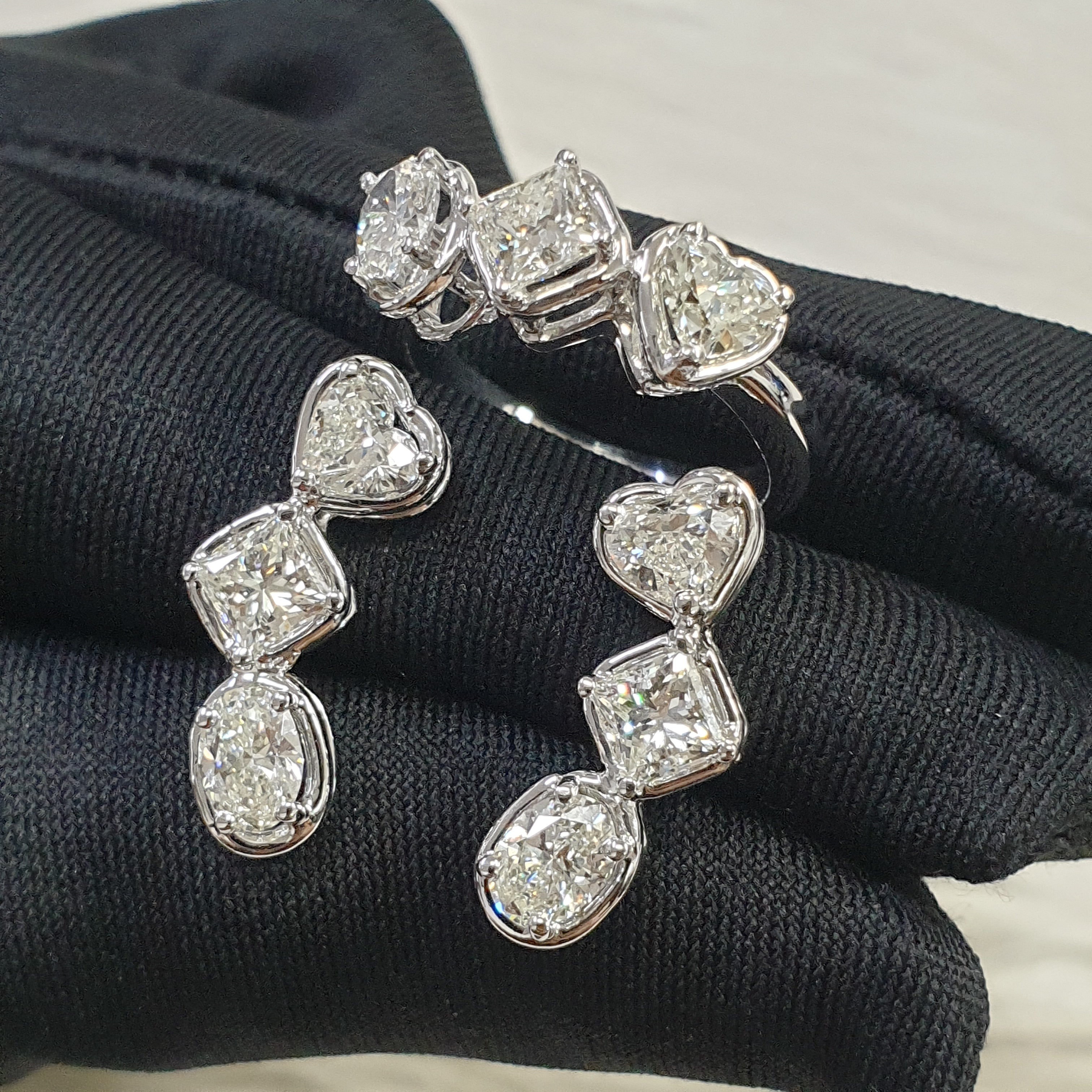 Fancy Cut Diamond Ring and Earring Set – 14K White Gold