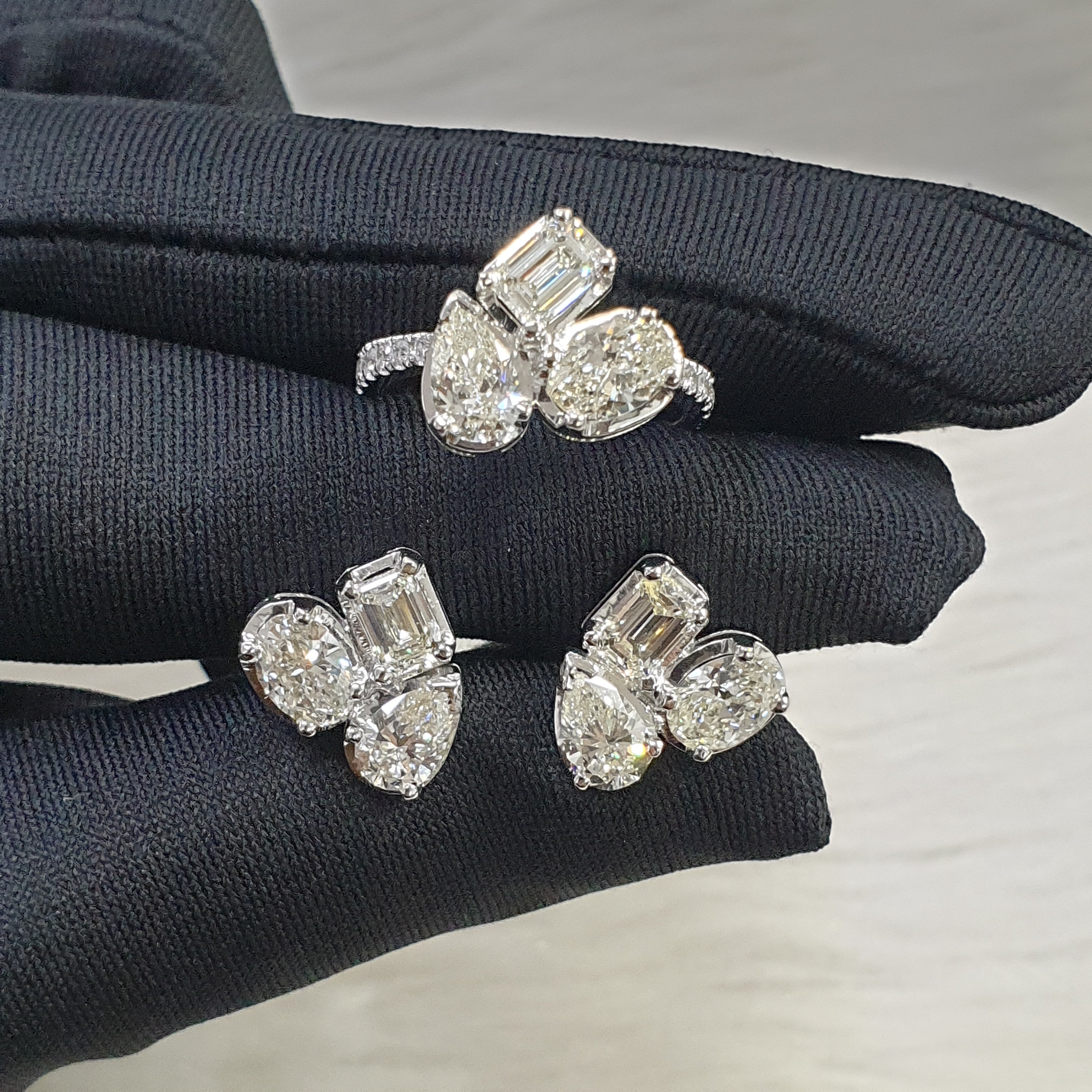 Fancy Cut Diamond Ring and Earring Set – 14K White Gold (SOLD - INQUIRE FOR MADE TO ORDER)