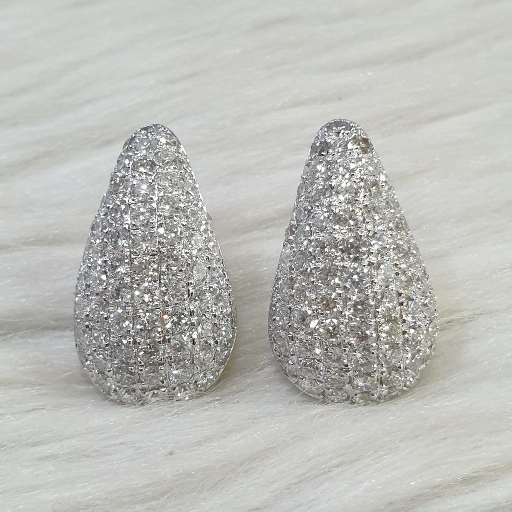 Tear drop Diamond Earring - 14K White Gold