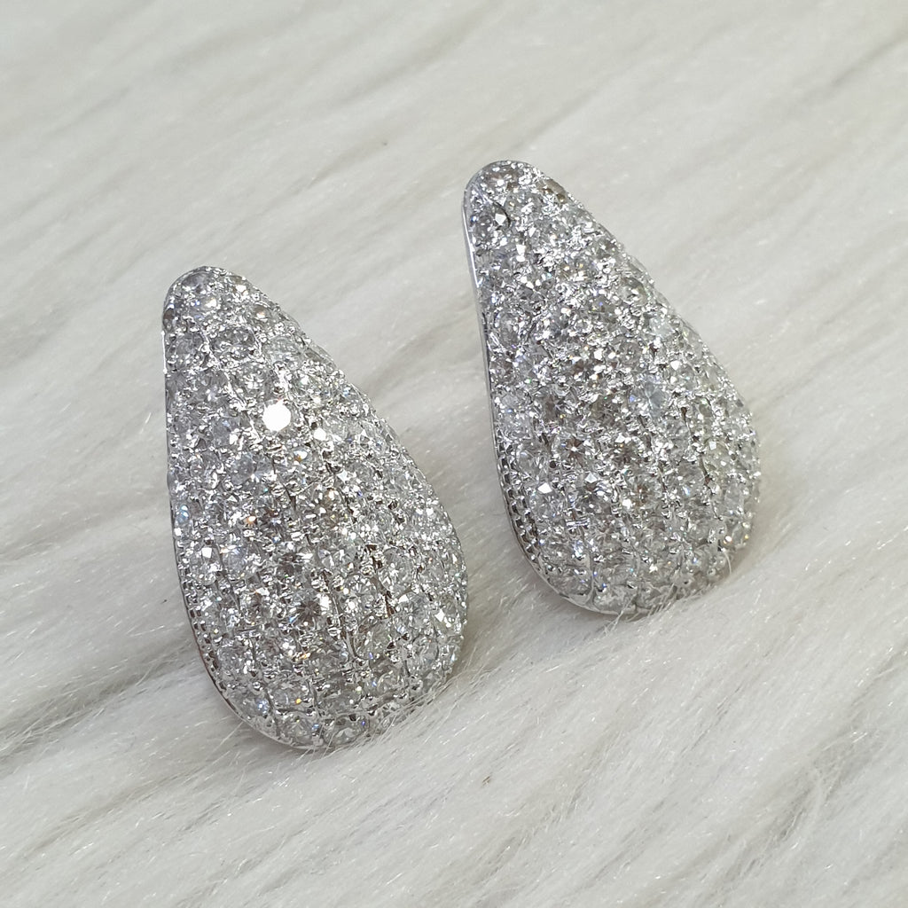 Tear drop Diamond Earring - 14K White Gold