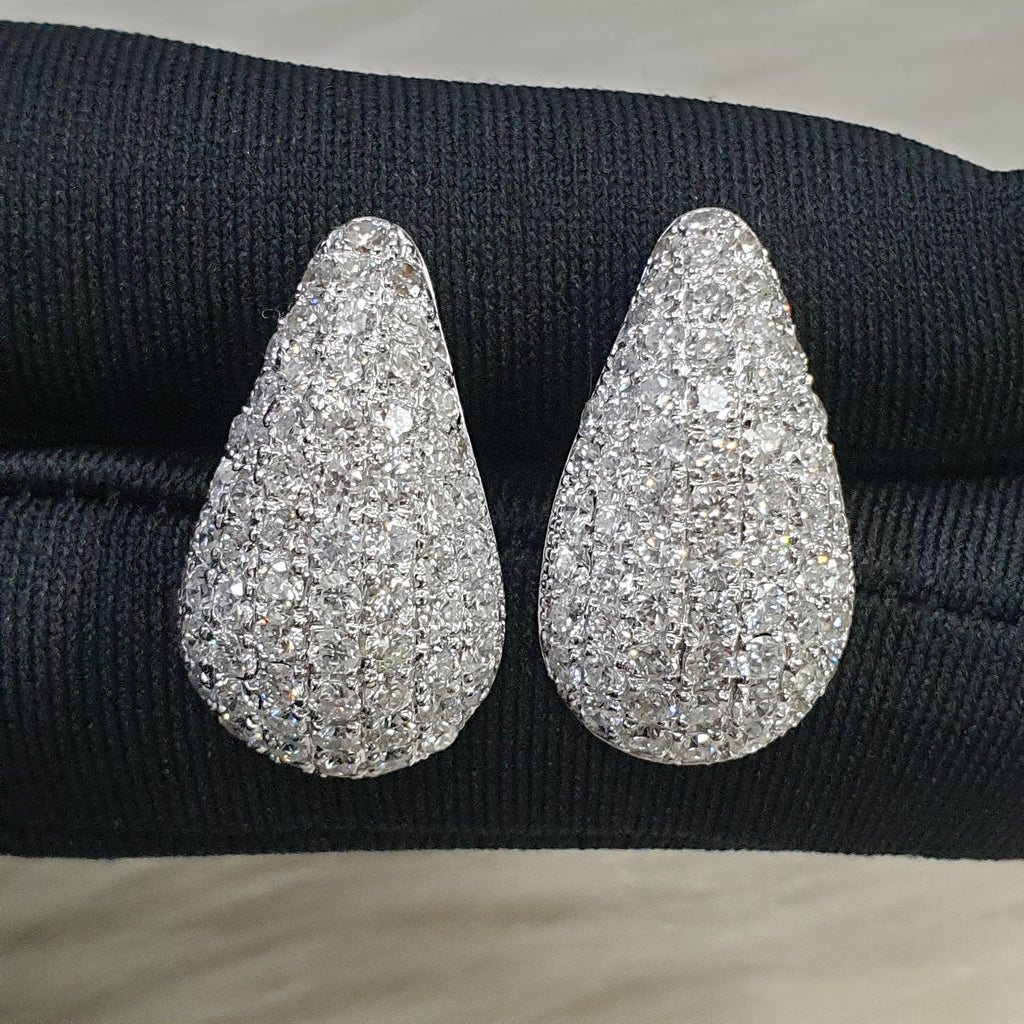 Tear drop Diamond Earring - 14K White Gold