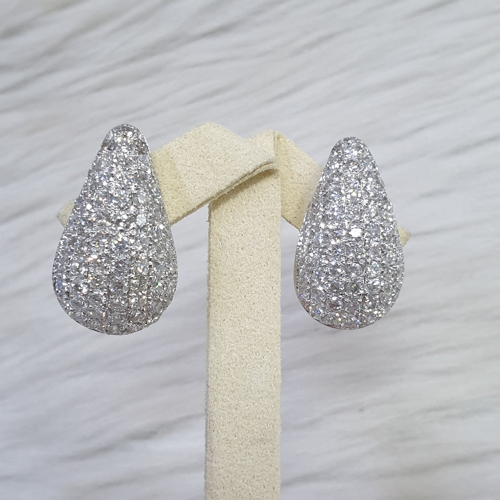 Tear drop Diamond Earring - 14K White Gold