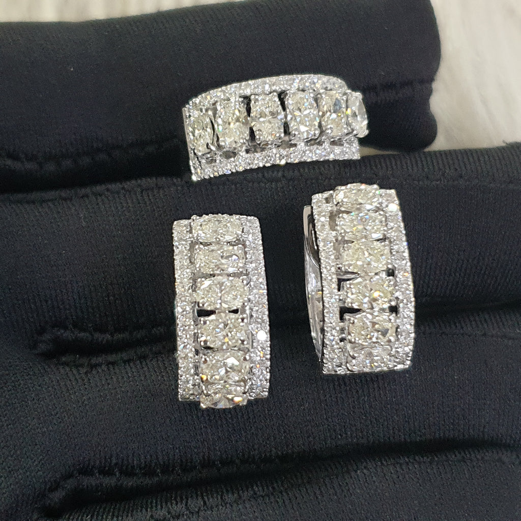 Creole Oval Terno - 14K White Gold