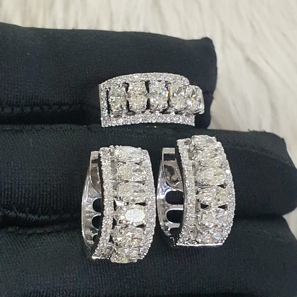 Creole Oval Terno - 14K White Gold