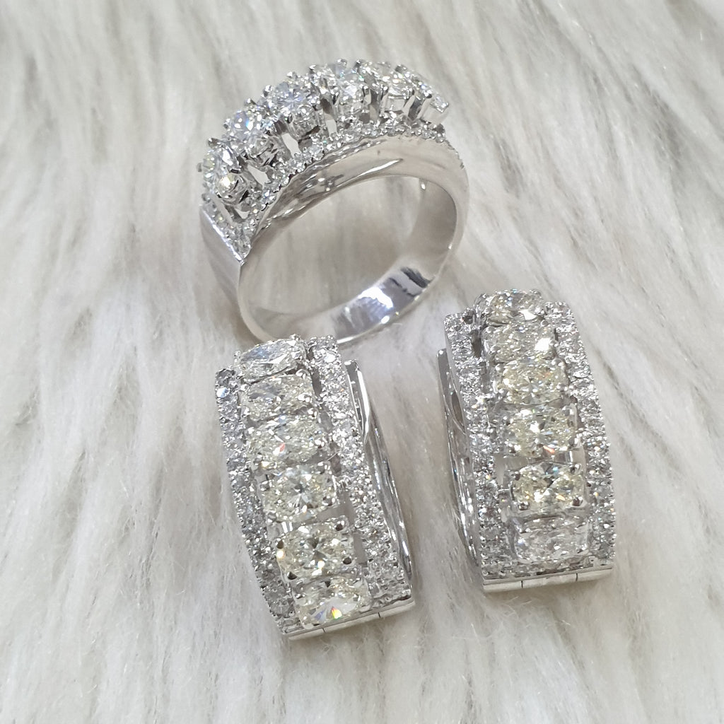 Creole Oval Terno - 14K White Gold