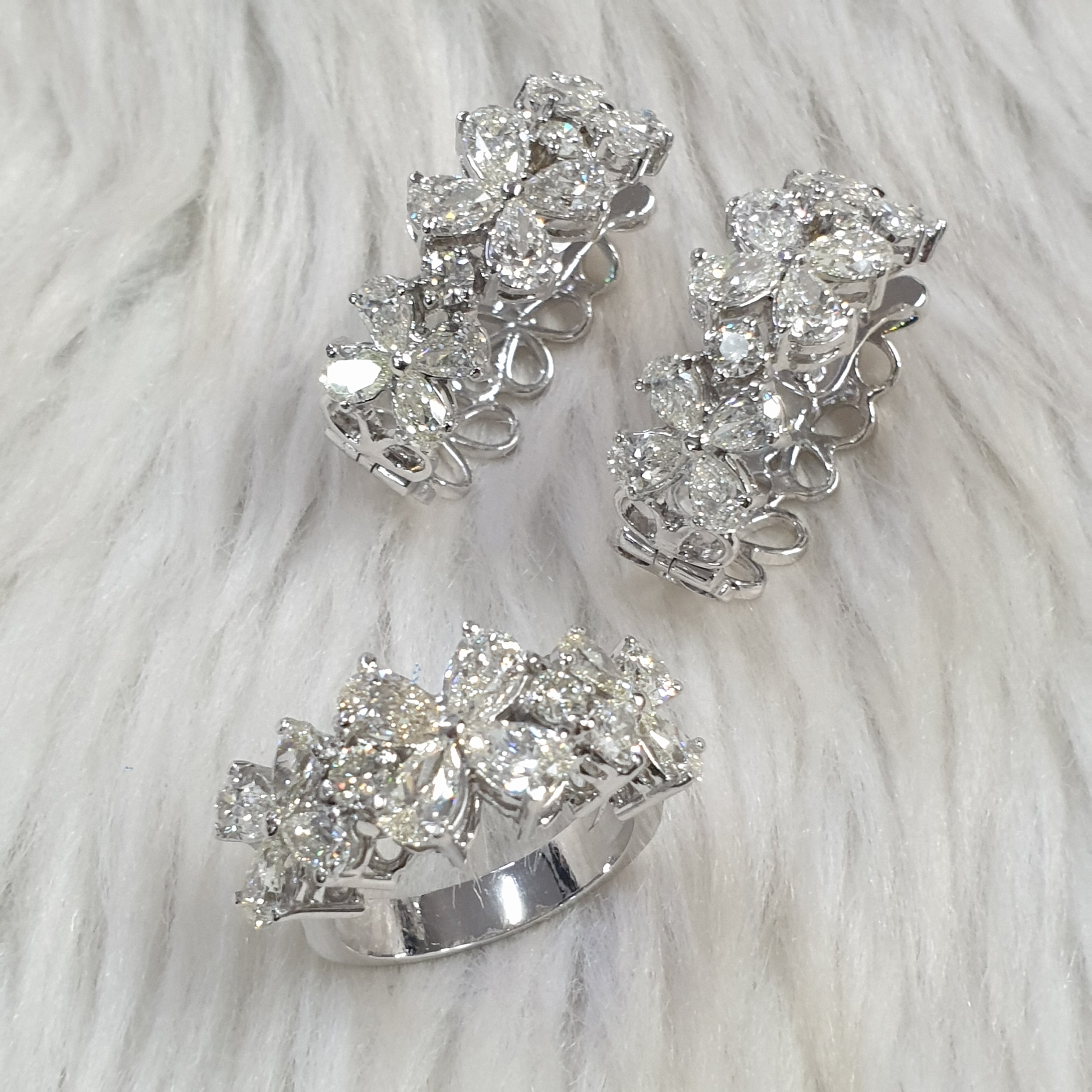 Flower Creole Terno - 14K White Gold