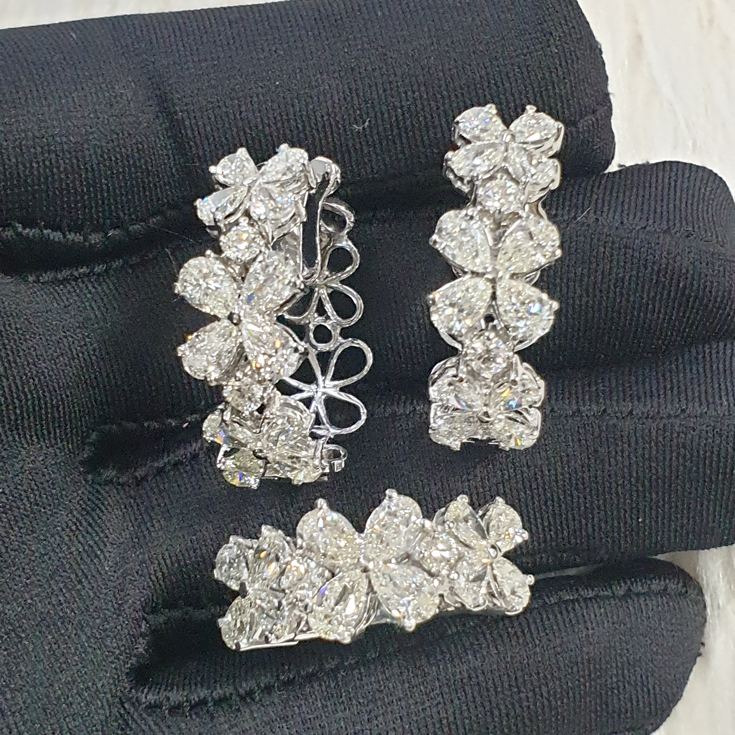Flower Creole Terno - 14K White Gold